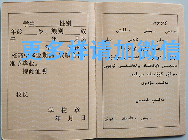 2000年新疆高中毕业证内容页
