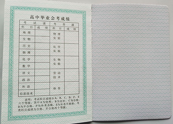 甘肃省2003年高中毕业会考成绩单