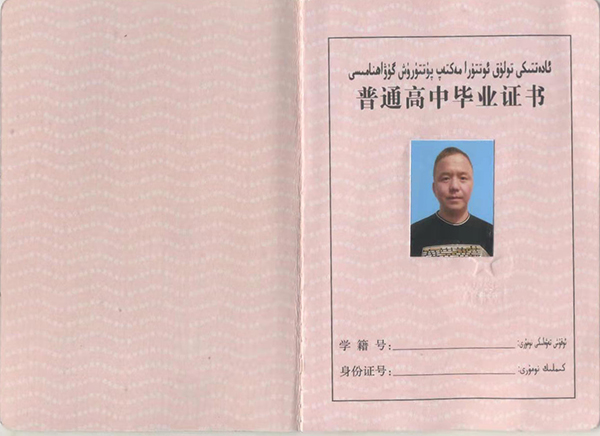 新疆2009年高中毕业证模板