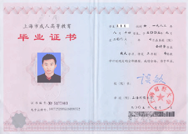 大学毕业证P图效果