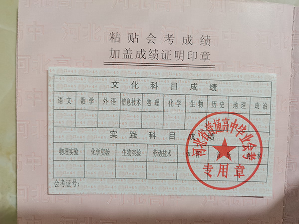 邯郸市2010年高中毕业证成绩单