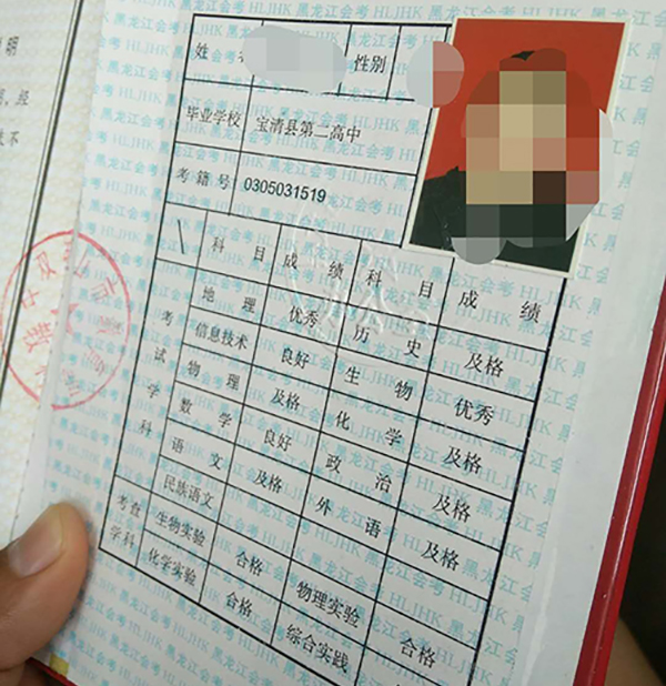 2008年黑龙江高中毕业证样本及高清图片