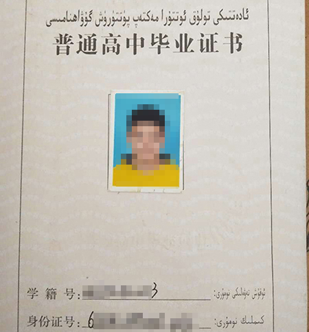 新疆高中毕业证填写模板