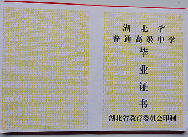 武汉市99年高中毕业证样本（高清图）