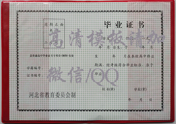 1992年河北省高中毕业证内芯
