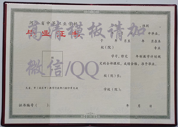 河北省1994年中专毕业证样本