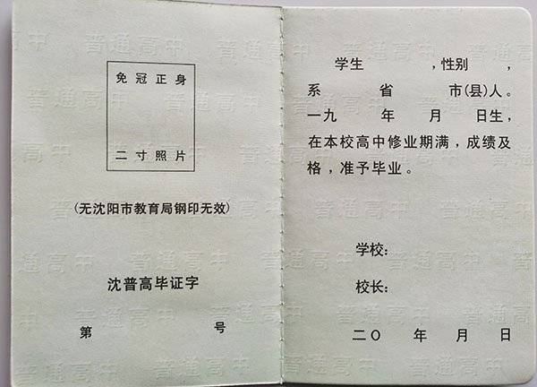 观看黄色三级处女视频 鞍山市第九中学2005年毕业证书样本