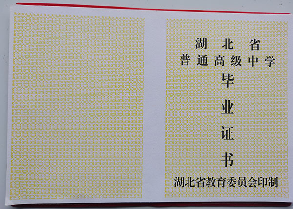 孝感市1993年高中毕业证样本